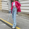 Wide Leg Jeans Women Baggy Pants Casual High Waist Mom Trousers Autumn Loose Jeans Women Blue Wash Cotton Denim Pants