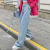 Wide Leg Jeans Women Baggy Pants Casual High Waist Mom Trousers Autumn Loose Jeans Women Blue Wash Cotton Denim Pants