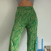 Wide Leg Pants Women Green Tie Dye Trousers Y2K Outfits Sweatpants Printed Vintage High Waist Pant Women Trousers 2023