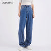 Wide Leg Pants Women High Waist Slim Straight Leg Jeans Loose Drape Long Pants Wash Denim Baggy Jeans Trousers 2022