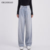 Wide Leg Pants Women High Waist Slim Straight Leg Jeans Loose Drape Long Pants Wash Denim Baggy Jeans Trousers 2022