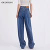 Wide Leg Pants Women High Waist Slim Straight Leg Jeans Loose Drape Long Pants Wash Denim Baggy Jeans Trousers 2022