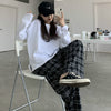 Wide Leg Pants Womens Summer Fall Chic High Waist All-match Teens Streetwear Ins Trendy Harajuku Plaid Womens Trouser