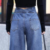 Wide leg Jeans For Women Blue Loose Pants High Waist Casual large size straight pants Boyfriend Straight Mom Jeans Streetwear