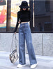 Wide leg Jeans For Women Blue Loose Pants High Waist Casual large size straight pants Boyfriend Straight Mom Jeans Streetwear