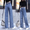 Wide leg Jeans For Women Blue Loose Pants High Waist Casual large size straight pants Boyfriend Straight Mom Jeans Streetwear