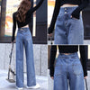 Wide leg Jeans For Women Blue Loose Pants High Waist Casual large size straight pants Boyfriend Straight Mom Jeans Streetwear