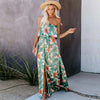 WildPinky 2023 Tropical Rainforest Printed Dress For Women Off Shoulder Split Sleeveless Summer Hoilday Beach Casual Sundress