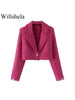 Willshela Two piece set Women suits Cropped Blazer and Mini Skirt Elegant High Chic Lady 2 piece set Women blazer set
