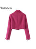 Willshela Two piece set Women suits Cropped Blazer and Mini Skirt Elegant High Chic Lady 2 piece set Women blazer set