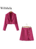 Willshela Two piece set Women suits Cropped Blazer and Mini Skirt Elegant High Chic Lady 2 piece set Women blazer set