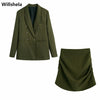 Willshela Two piece set Women suits High Fitted Blazer Elegant Mini Skirt Chic Lady 2 piece set Woman blazer set