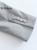Willshela Women With Pockets Solid Double Breasted Blazer Vintage Long Sleeves Notched Neck Female Chic Lady Outfits