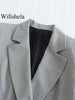 Willshela Women With Pockets Solid Double Breasted Blazer Vintage Long Sleeves Notched Neck Female Chic Lady Outfits