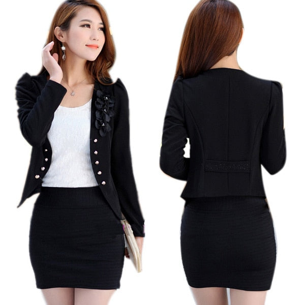 New Fashion Blazer Women Slim Blazer Feminino Lady Tops Suit Flower Short Women Blazers and Jackets Jaqueta Feminina