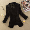 New Women Elegant Lace Blazer Feminino Lady Three Quarter Sleeve Single Button Slim Casual Blazer Women Suit Jacket