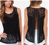 Plus Size S - 5XL Fashion Women Lace Tank Top Casual Sleeveless Hollow Out Back Open Tops Women Summer Style Tees