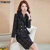 Winter 2022 Women's Suit Skirt Two-piece High-quality Double-breasted Ladies Jacket Business Wear Casual High Waist Skirt