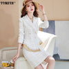 Winter 2022 Women's Suit Skirt Two-piece High-quality Double-breasted Ladies Jacket Business Wear Casual High Waist Skirt