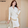 Winter 2022 Women's Suit Skirt Two-piece High-quality Double-breasted Ladies Jacket Business Wear Casual High Waist Skirt
