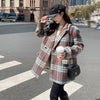 Winter 2023 Woolen Suit Jackets Women Thicken Loose Plaid Suit Wool Coat Autumn Korean Version Ladies Retro Oversize Blazer