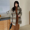 Winter 2023 Woolen Suit Jackets Women Thicken Loose Plaid Suit Wool Coat Autumn Korean Version Ladies Retro Oversize Blazer