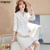 Winter 2023 Women's Suit Skirt Two-piece High-quality Double-breasted Ladies Jacket Business Wear Casual High Waist Skirt