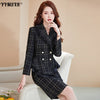 Winter 2023 Women's Suit Skirt Two-piece High-quality Double-breasted Ladies Jacket Business Wear Casual High Waist Skirt