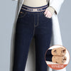 Winter Basic Thicken Skinny pencil jeans Streetwear Camel Down Warm Jeans Women Casual Slim Elastic High Waist Denim Pants
