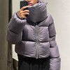 Winter Bubble Coat Women Scarf Collar Oversized Down Coat Casual Short Puffer Jacket Black Thick Parka Loose Warm Outerwear