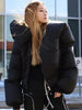 Winter Bubble Coat Women Scarf Collar Oversized Down Coat Casual Short Puffer Jacket Black Thick Parka Loose Warm Outerwear