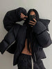 Winter Bubble Coat Women Scarf Collar Oversized Down Coat Casual Short Puffer Jacket Black Thick Parka Loose Warm Outerwear