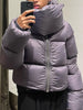 Winter Bubble Coat Women Scarf Collar Oversized Down Coat Casual Short Puffer Jacket Black Thick Parka Loose Warm Outerwear