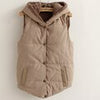 Winter Cashmere Vest Women Thick Hooded Sleeveless Jacket Casual Loose Solid Padded Coat  Button-up Warm Waistcoat With Pockets