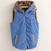 Winter Cashmere Vest Women Thick Hooded Sleeveless Jacket Casual Loose Solid Padded Coat  Button-up Warm Waistcoat With Pockets