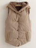 Winter Cashmere Vest Women Thick Hooded Sleeveless Jacket Casual Loose Solid Padded Coat  Button-up Warm Waistcoat With Pockets