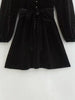 Winter Dot Velvet Vintage Dress Women Single Breasted Dress Female Elegant Long Sleeve Mini Party Dress With Belt Robes