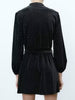Winter Dot Velvet Vintage Dress Women Single Breasted Dress Female Elegant Long Sleeve Mini Party Dress With Belt Robes