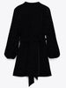 Winter Dot Velvet Vintage Dress Women Single Breasted Dress Female Elegant Long Sleeve Mini Party Dress With Belt Robes
