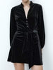 Winter Dot Velvet Vintage Dress Women Single Breasted Dress Female Elegant Long Sleeve Mini Party Dress With Belt Robes