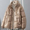 Winter Down Coat Women Casual Thick Padded Jacket Korean Solid Outerwear Female Loose Warm Parka Green Coat With Pocket
