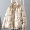 Winter Down Coat Women Casual Thick Padded Jacket Korean Solid Outerwear Female Loose Warm Parka Green Coat With Pocket