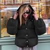 Winter Down Jacket For Women Hooded Button-up Padded Jacket Casual Solid Down Coat Korean Green Outerwear With Pocket