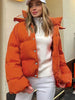 Winter Down Jacket For Women Hooded Button-up Padded Jacket Casual Solid Down Coat Korean Green Outerwear With Pocket