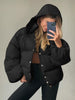 Winter Down Jacket For Women Hooded Button-up Padded Jacket Casual Solid Down Coat Korean Green Outerwear With Pocket