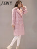 Winter Mid-Length Lamb Fur Coat Women's Fleece-Lined Thickened Cotton-Padded Coat Large Fur Collar Slim Coat Fashion