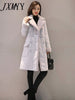 Winter Mid-Length Lamb Fur Coat Women's Fleece-Lined Thickened Cotton-Padded Coat Large Fur Collar Slim Coat Fashion