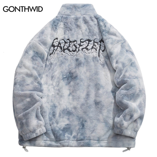 Winter Faux Fur Fuzzy Fluffy Coat Men Parkas Streetwear Hip Hop Embroidery Letter Thick Warm Jackets 2023 Harajuku Casual Coats