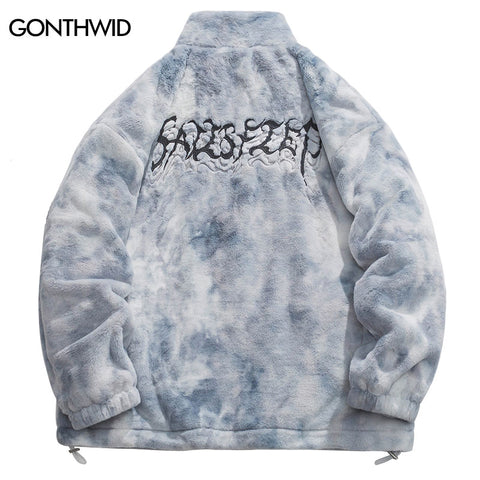 Winter Faux Fur Fuzzy Fluffy Coat Men Parkas Streetwear Hip Hop Embroidery Letter Thick Warm Jackets 2023 Harajuku Casual Coats