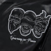 Winter Faux Leather Parkas Jackets Streetwear Hip Hop Embroidery Skull Skeleton Thicken Warm Bubble Padded Coats Casual Jackets